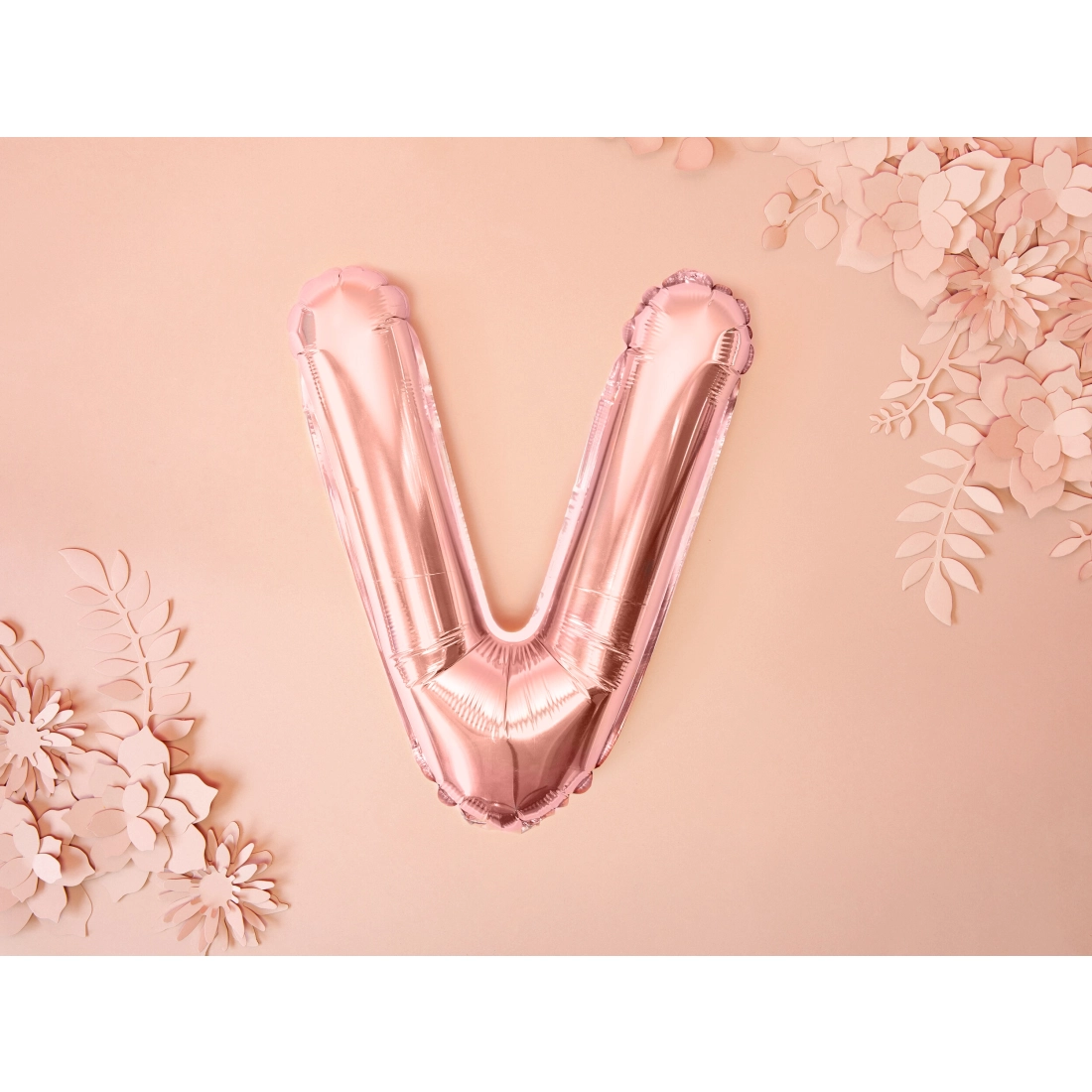 Fólia lufi V betű rose gold, 35 cm