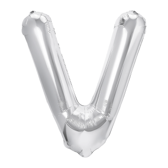 Folijski balon črka V srebrn 40 cm