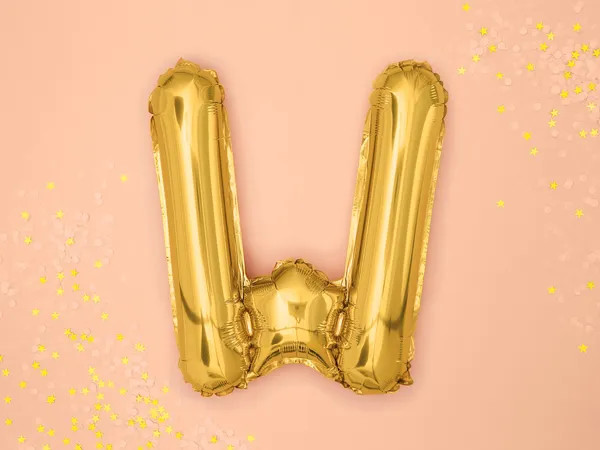 Fóliový balón písmeno W zlatý 35 cm