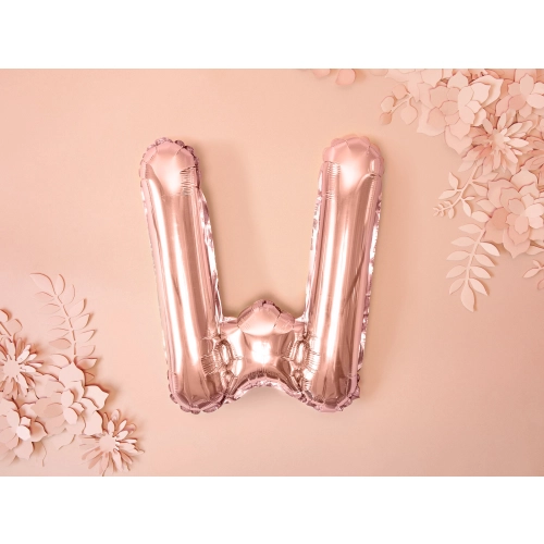 Balon din folie literă W rose gold pentru petrecere