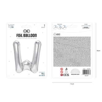 Folijski balon črka W srebrna 40 cm