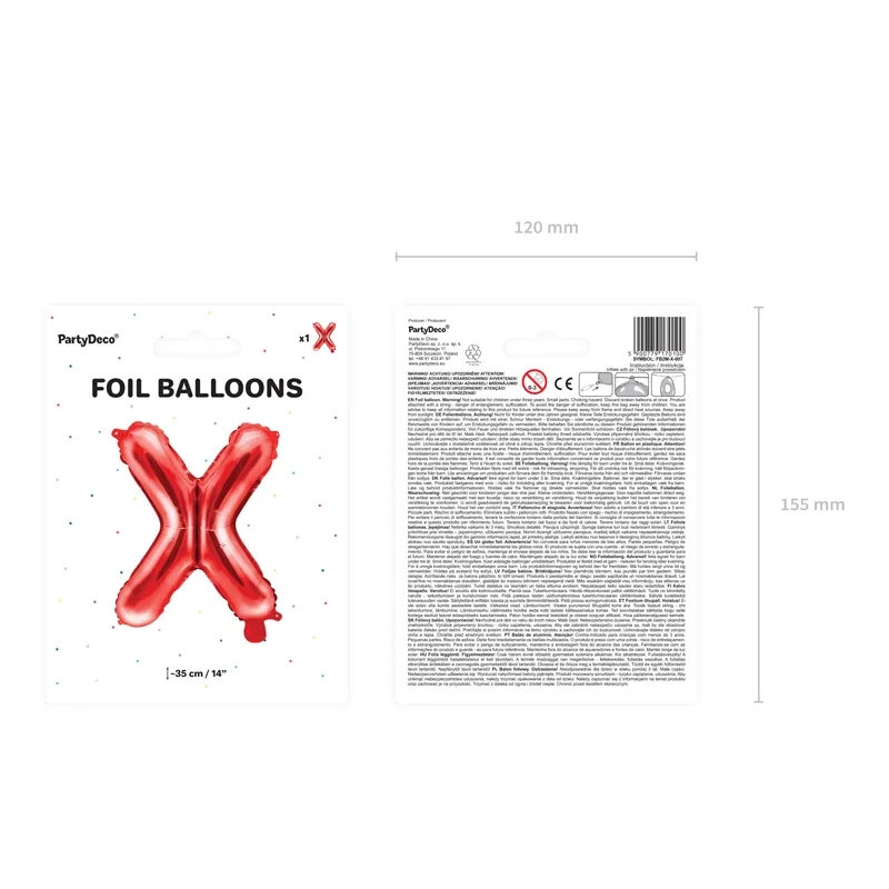 Fólia lufi X betű, piros