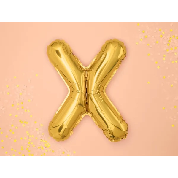 Fólia lufi X betű arany színben bulira