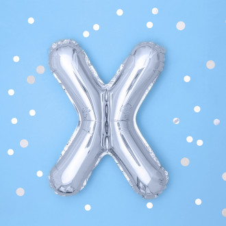 Fóliový balón písmeno X strieborný 35 cm