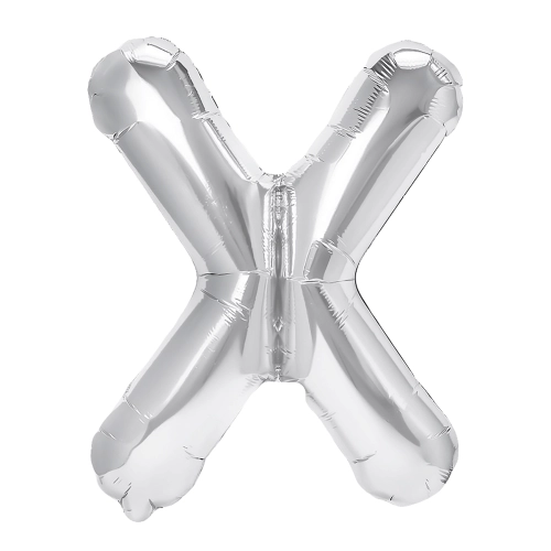 Fólia lufi X betű, ezüst, 40 cm