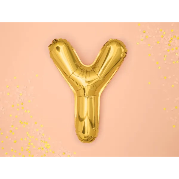 Fólia lufi Y betű arany színben bulira
