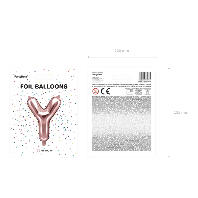 Fólia lufi Y betű, rose gold