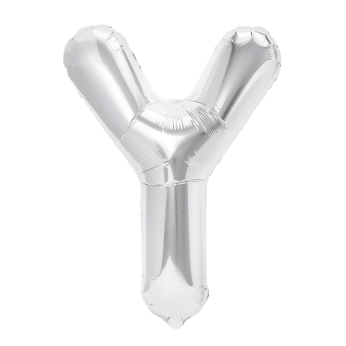 Fólia lufi Y betű, ezüst, 40 cm