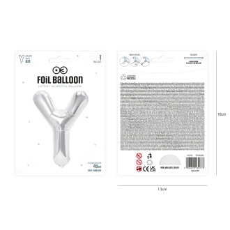 Folijski balon črka Y srebrne barve 40 cm