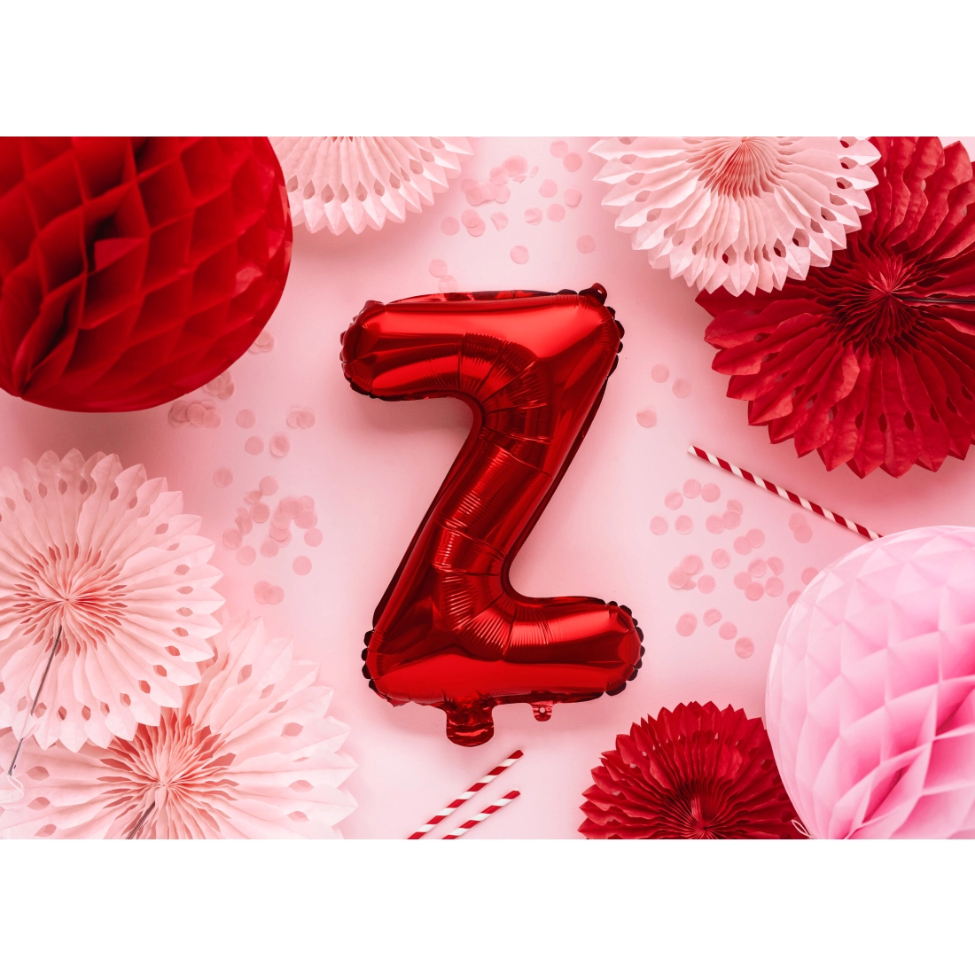 Piros fólia lufi Z betű, 35 cm