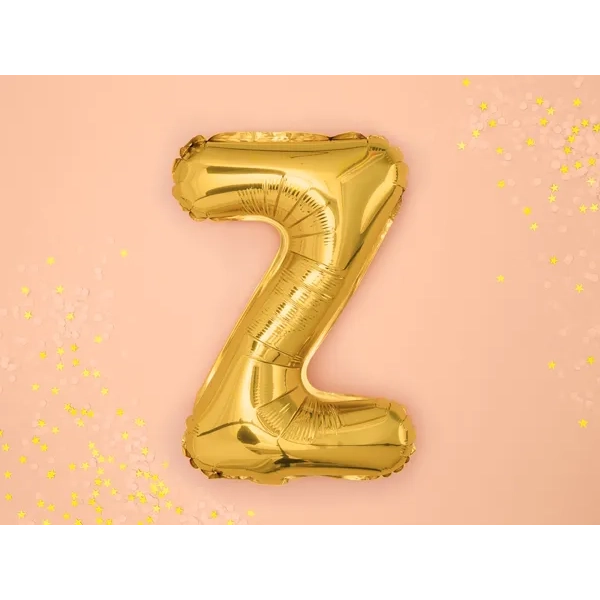 Arany fólia lufi Z betű, 35 cm, bulira