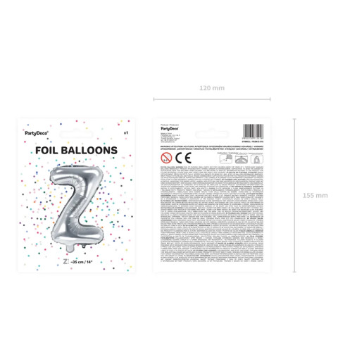 Fóliový balón písmeno Z strieborný 35 cm