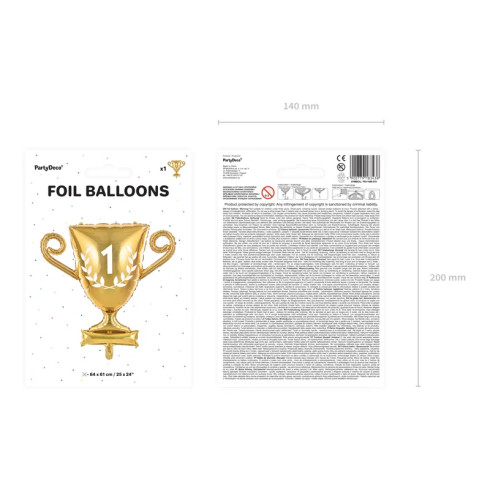 Folijski balon Zlati pokal zmagovalca 64 x 61 cm – dekoracija za praznovanje