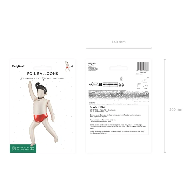 Fólia lufi férfi figura, vegyes színekben
