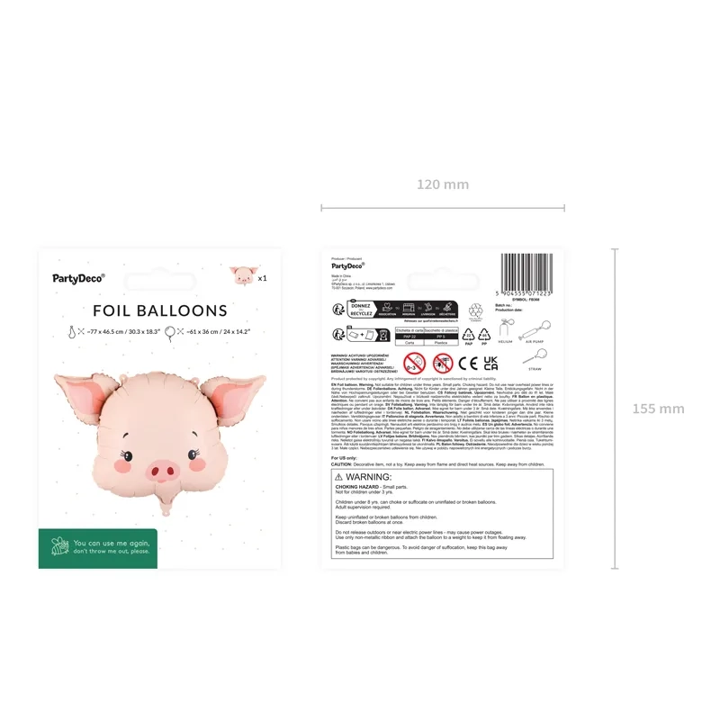 Palloncino in alluminio maialino rosa