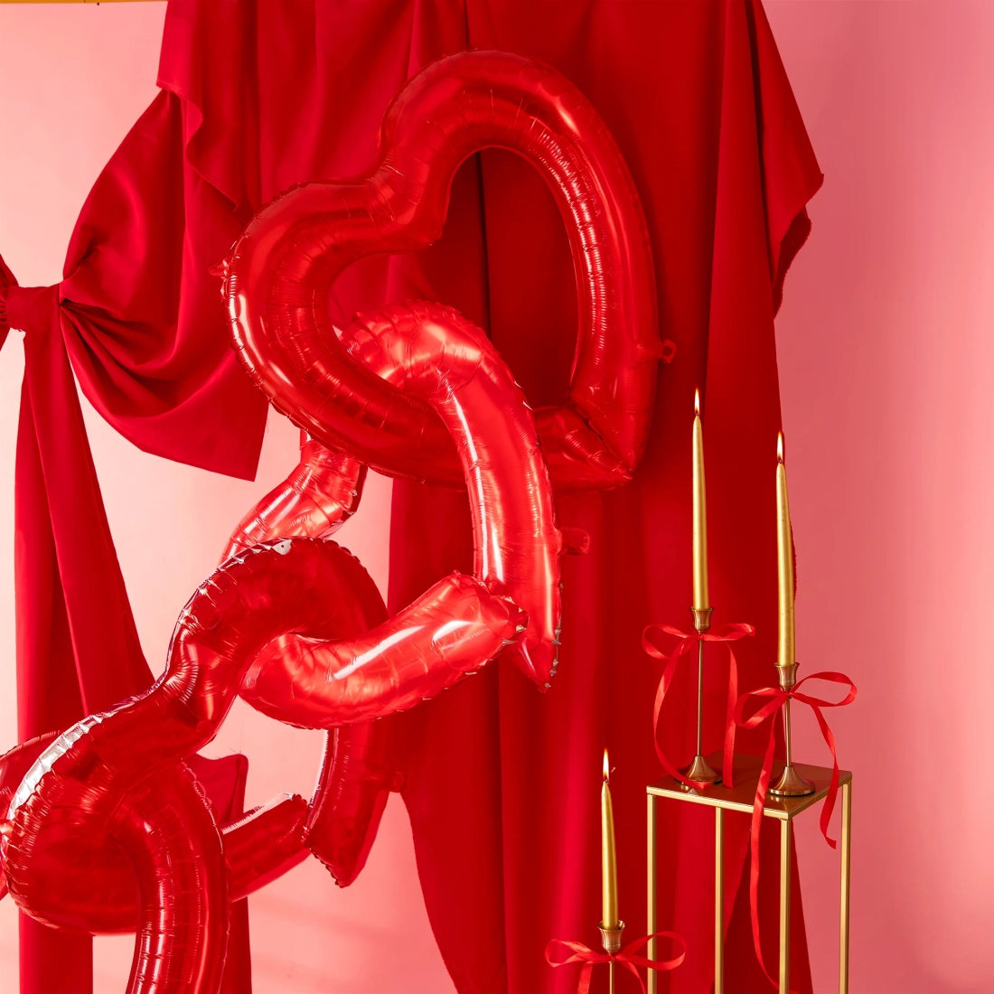 Balon folie cadru în formă de inimă roșu-argintiu