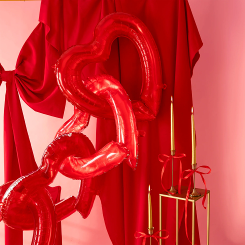 Fóliový balón rám v tvare srdca červeno strieborný