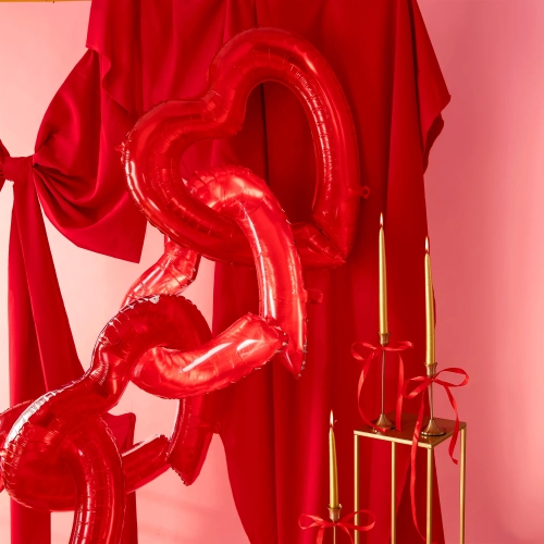 Szív alakú piros-ezüst fólia lufikeret