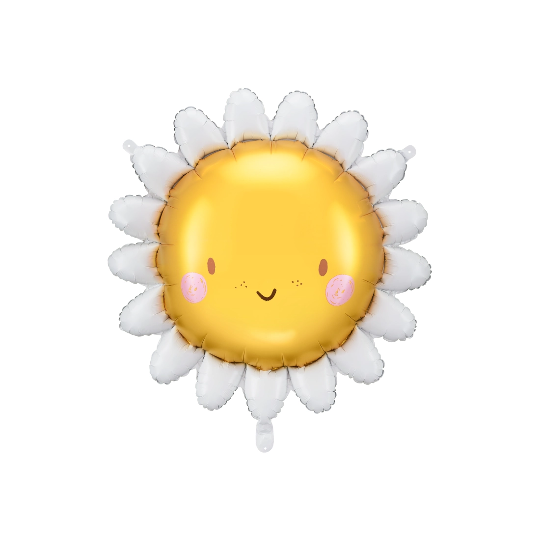 Balon folie Soare 90 cm – galben cu raze albe, pentru heliu și aer