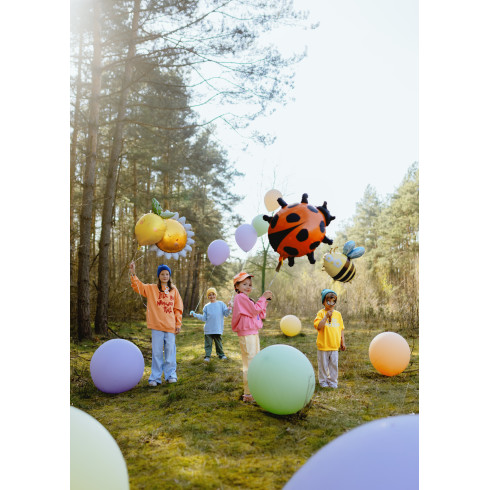 Folijski balon Sonček 90 cm – rumen z belimi žarki, za helij ali zrak