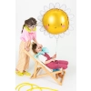 Balon folie Soare 90 cm – galben cu raze albe, pentru heliu și aer