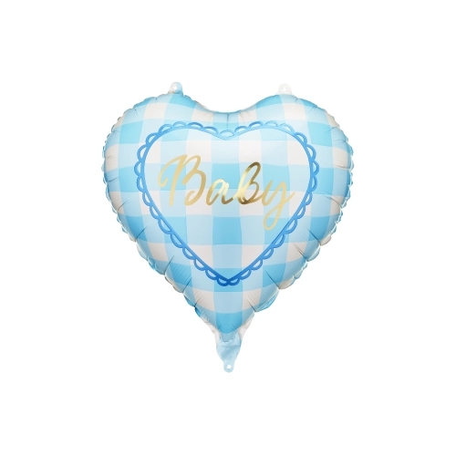 Világoskék Baby szív alakú fólia lufi 35 cm