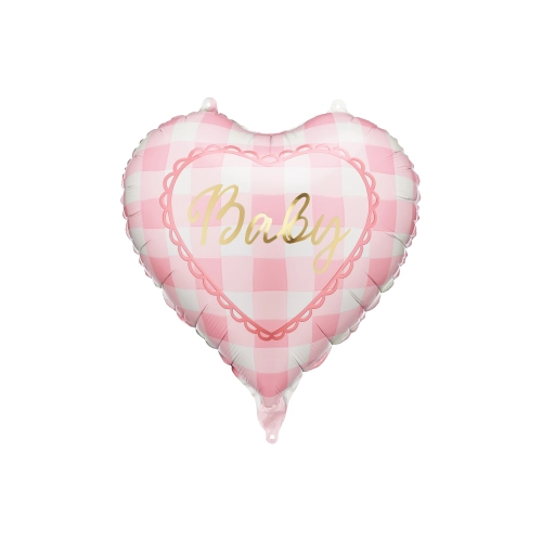 Baby szív alakú fólia lufi, világos rózsaszín, 35 cm