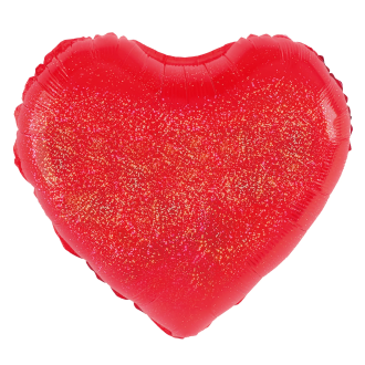 Fóliový balón srdce holografický červený 45 cm