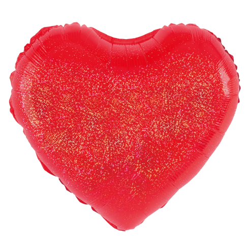 Fóliový balón srdce holografický červený 45 cm