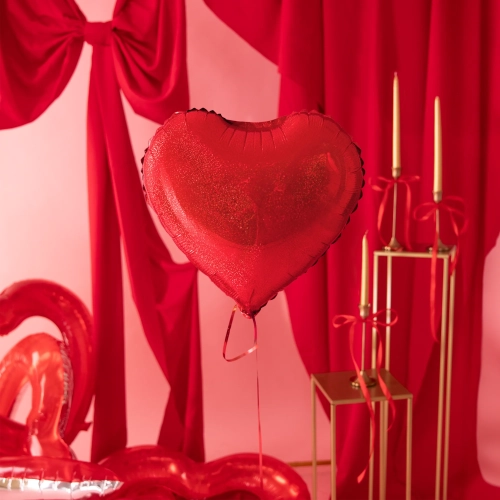 Foliasti balon srce holografski rdeč 45 cm