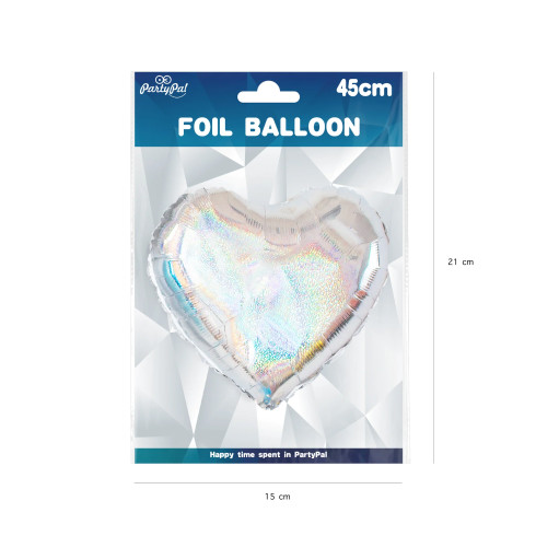 Fóliový balón srdce holografický strieborný