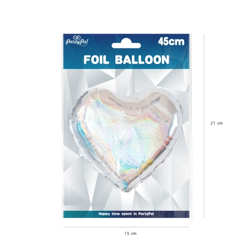Balon folie inimă holografic argintiu