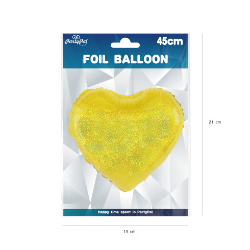 Fóliový balón srdce holografický zlatý