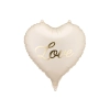 Szív alakú fólia lufi „Love” bézs, arany felirattal