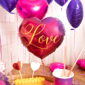 Fóliový balón srdce Love farebný 45 cm
