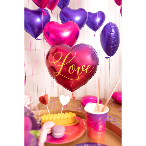 Fóliový balón srdce Love farebný 45 cm