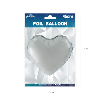 Fóliový balón srdce matný strieborný