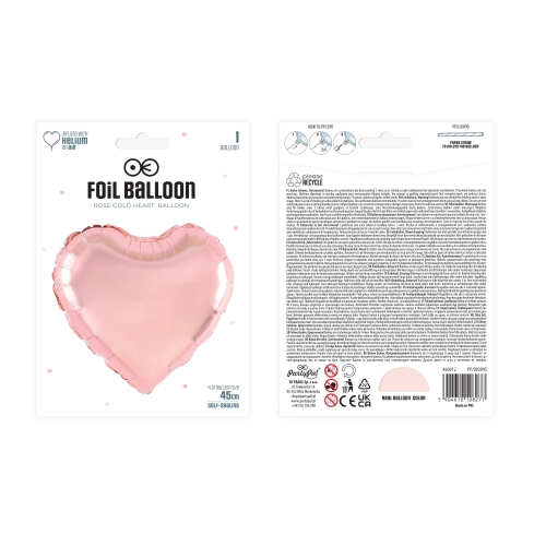 Balon folie inimă rose gold pentru petrecere