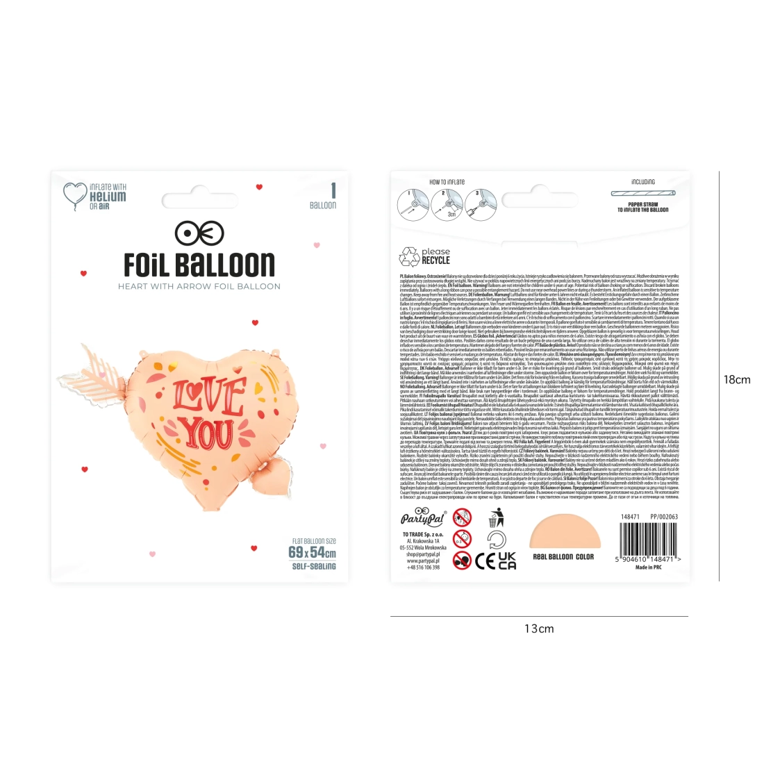 Balon din folie inimă cu săgeată