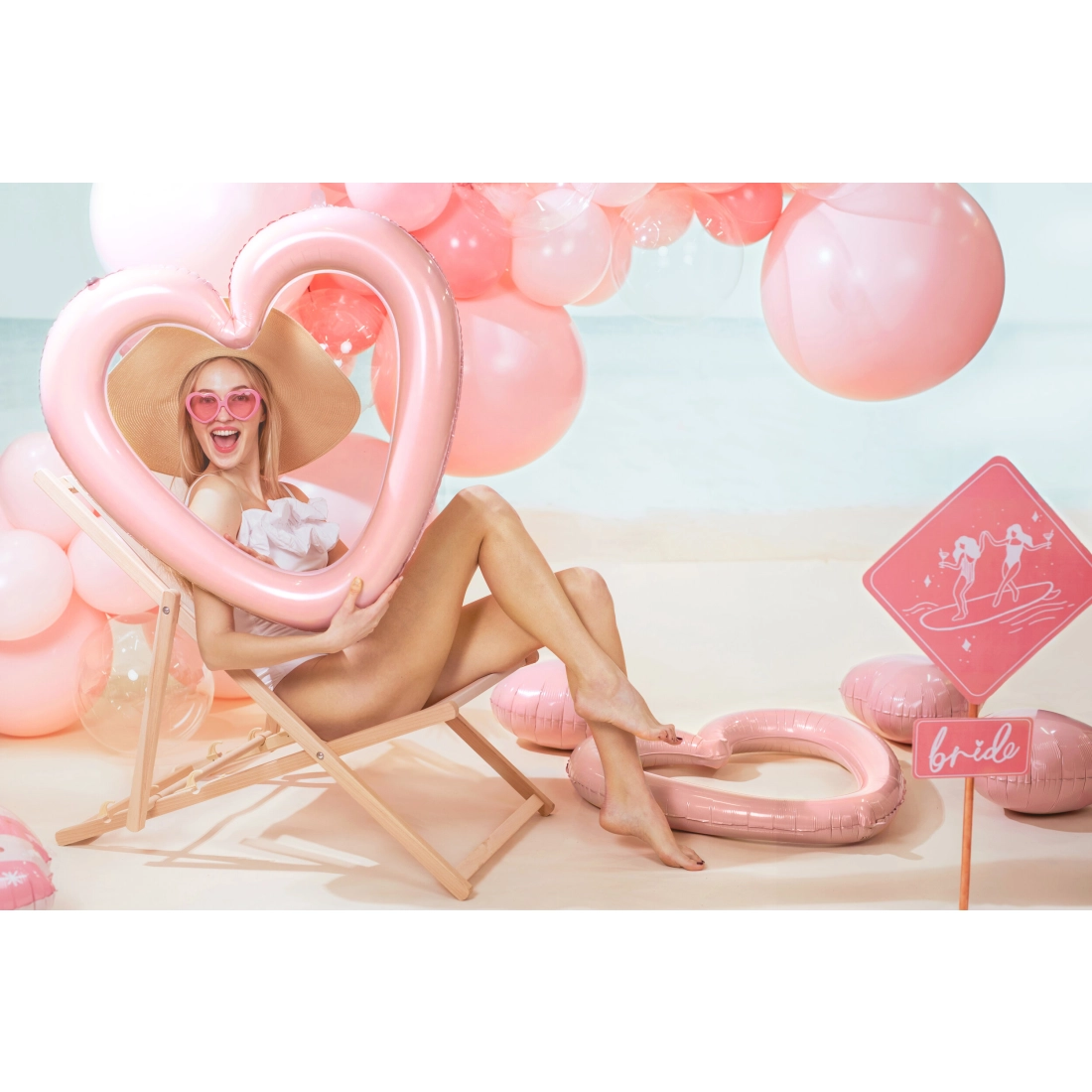 Balon folie inimă roz deschis 45 cm