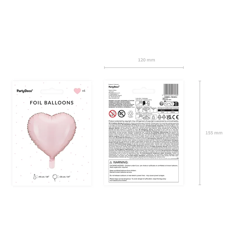 Balon folie inimă roz deschis 45 cm