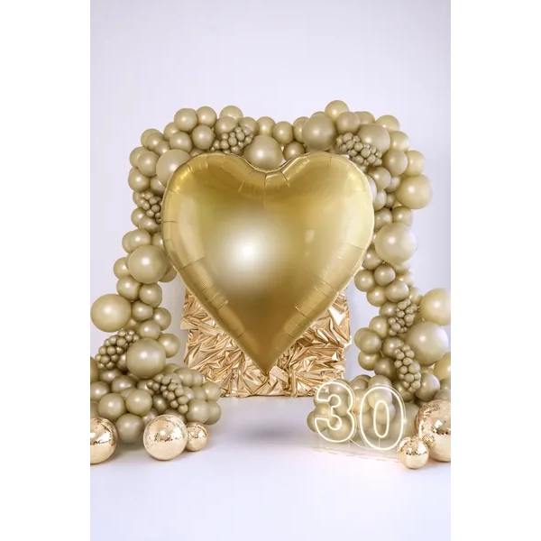 Fóliový balón srdce XXL 136×129 cm zlatý na nafukovanie vzduchom