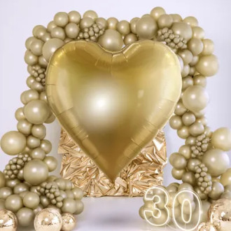 Fóliový balón srdce XXL 136×129 cm zlatý na nafukovanie vzduchom
