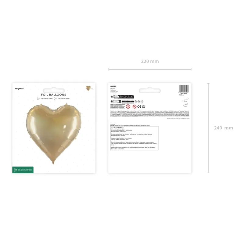 Fóliový balón srdce XXL 136×129 cm zlatý na nafukovanie vzduchom