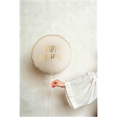 Fóliový balón Krásné narozeniny krémový 35×35 cm