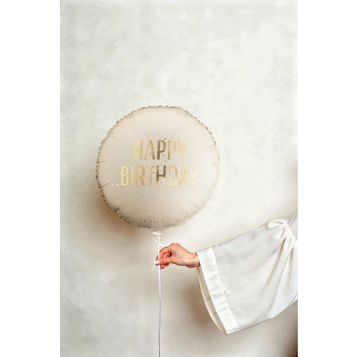 Balon din folie „La mulți ani” crem 35×35 cm