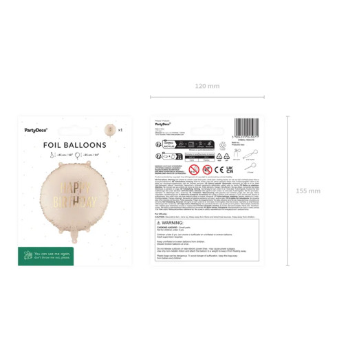 Fóliový balón Krásné narozeniny krémový 35×35 cm