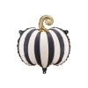 Balon folie dovleac alb-negru cu dungi, 39x38 cm, codiță aurie