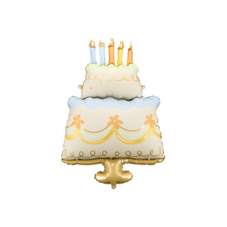 Fólia lufi torta színes gyertyákkal, 62x104 cm, vegyes színek