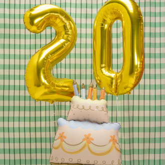 Folijski balon torta z barvnimi svečkami, 62 × 104 cm, mešanica barv